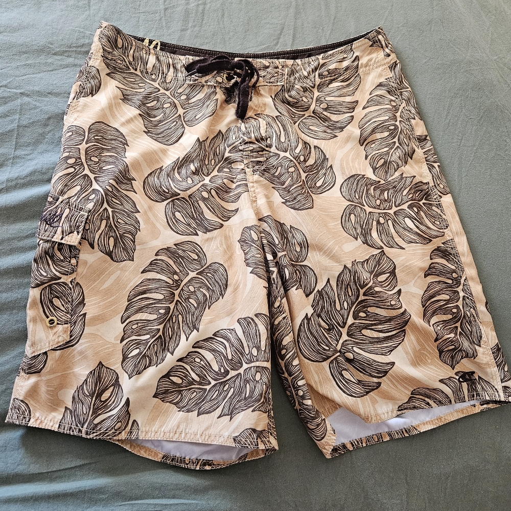 O'neill Men's Brown Multicolored Board Shorts Swim Trunks Size 34
